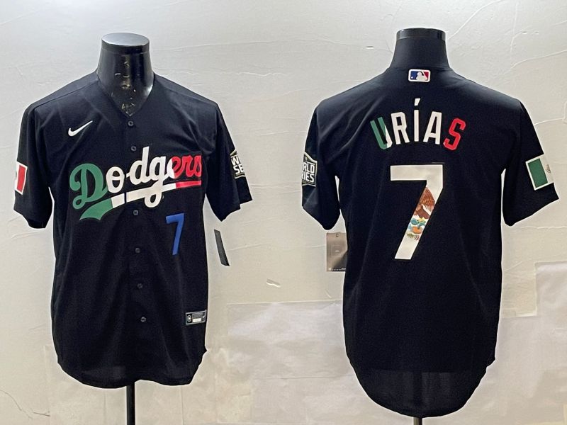Men Los Angeles Dodgers #7 Urias Black Fashion 2025 Nike MLB Jersey style 6